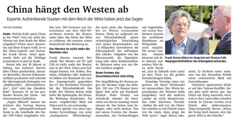 2023 06 10 China hängt den Westen ab Stader Tageblatt kl